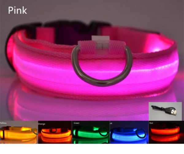 Dog collars Rechargeable LED Pet Safety #collars- pink